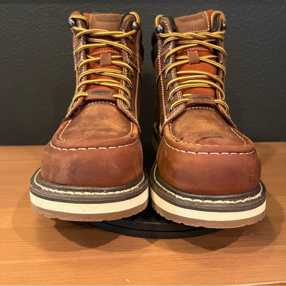 Keen Cincinnati Men’s Brown 90 Degree Waterproof 6” Carbon Fiber Toe Boots 7 EE - Picture 2 of 10